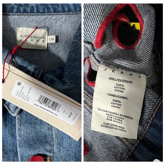 Alice + Olivia Jeff Heart Embroidered Cropped Denim Jacket - Picture 15 of 16